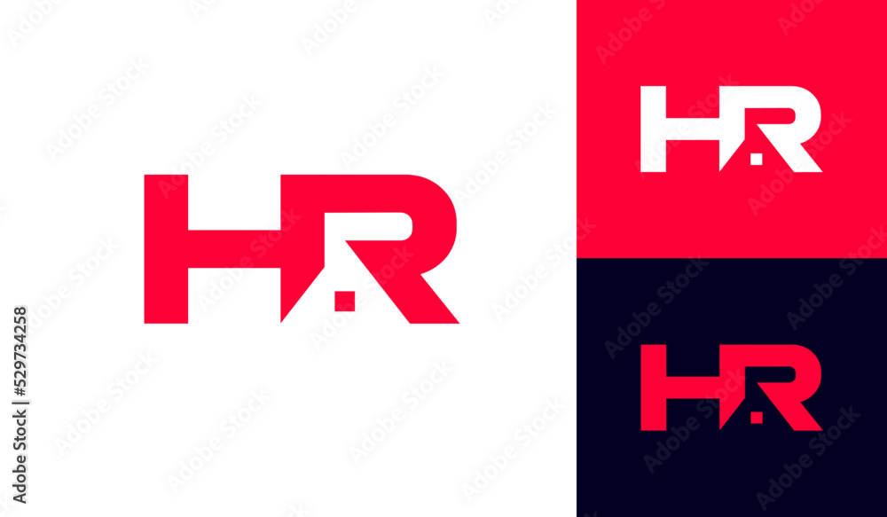 Letter HR logo with house roof Letter HR logo with house roof