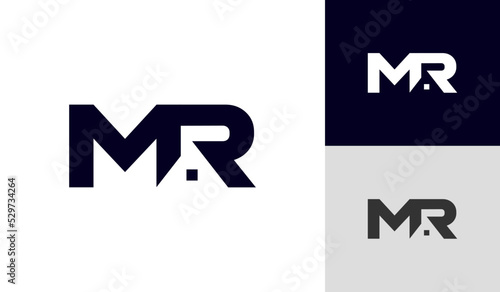 Letter MR logo with house roof