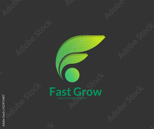 logotype letter F G in abstract green leaf, gradient green logo design vector