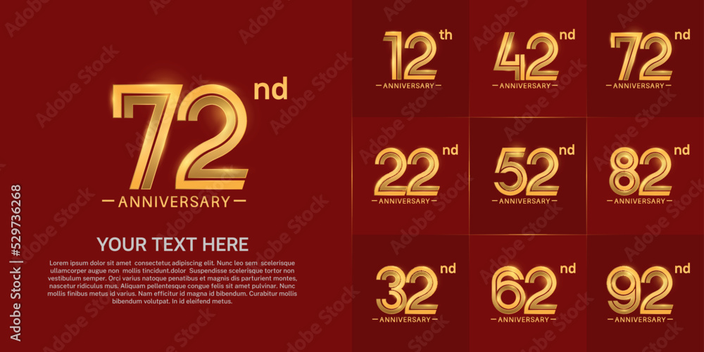 set of anniversary premium golden color can be use for celebration event set of anniversary premium golden color can be use for celebration event