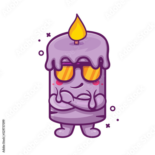 cute candle character mascot with cool expression isolated cartoon in flat style design