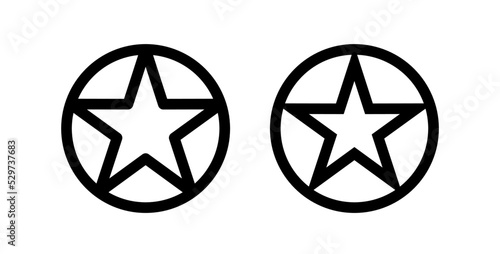 Icon star in a circle, trend, hit. Pictogram for web or marketplace, clothing category. Isolated vector illustration on a white background.