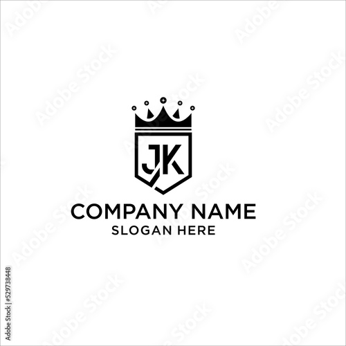Initial Letter JK with Shield King Logo Design