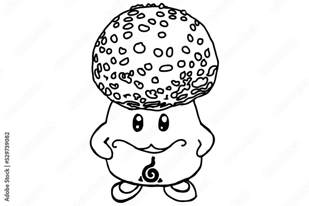 Fototapeta premium Cute Mushroom Character Line Art Vector