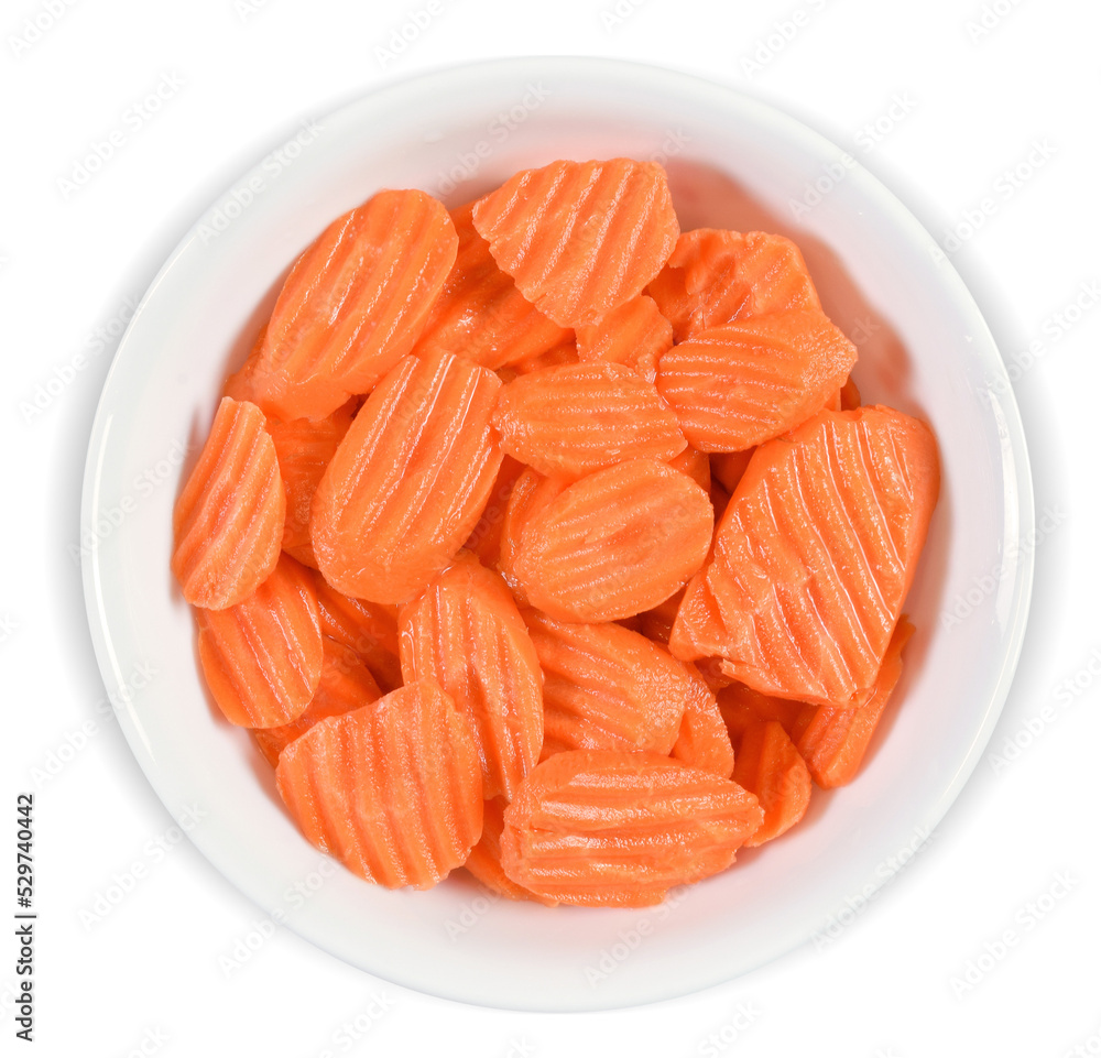 Isolated Bowl of Fresh Carrots - Top Down View Isolated Bowl of Fresh Carrots - Top Down View