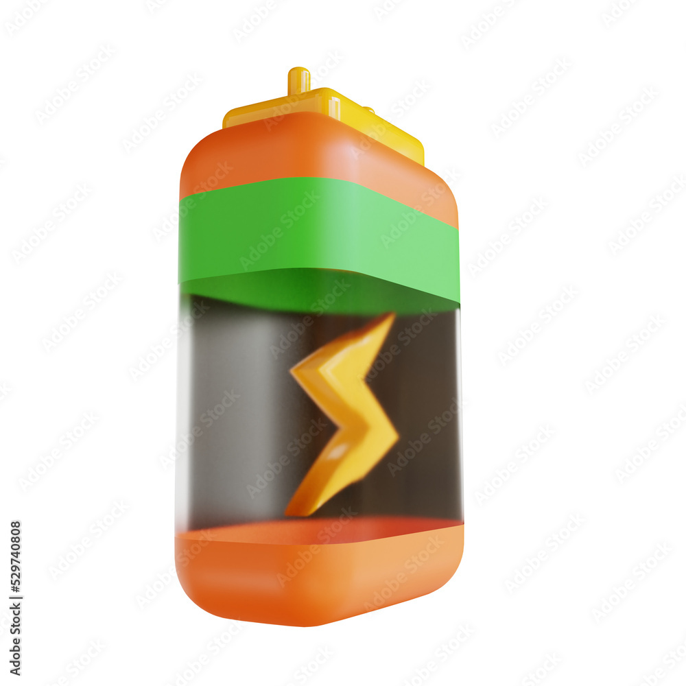3D illustration battery suitable ecology 3D illustration battery suitable ecology