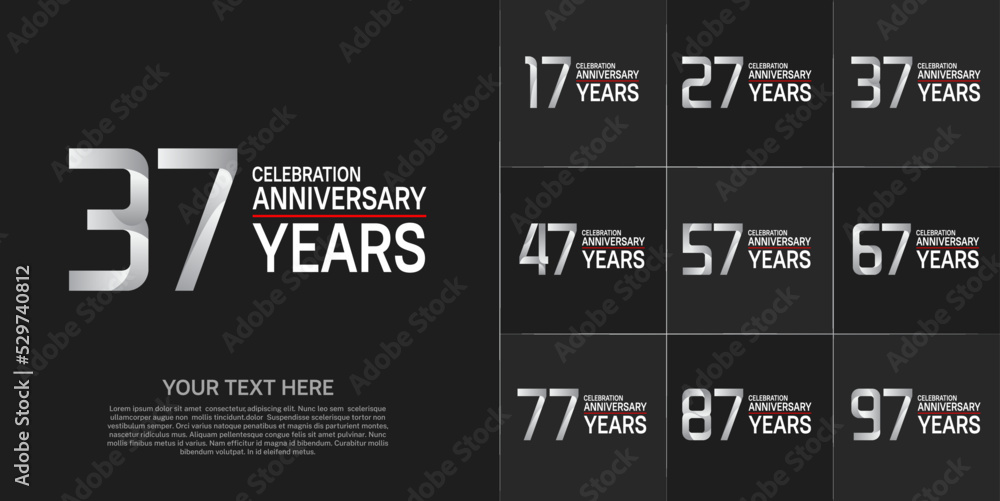 set of anniversary white color can be use for celebration event