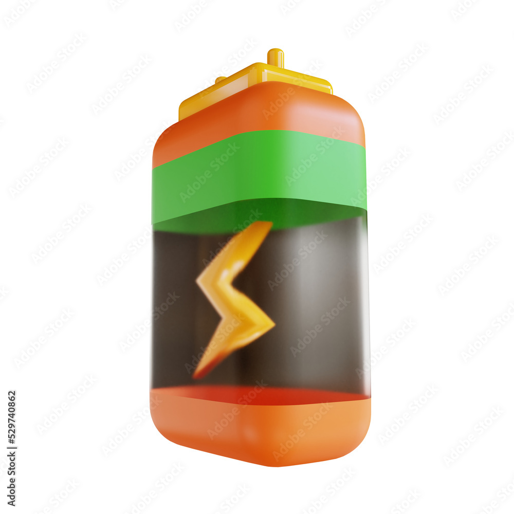 3D illustration battery suitable ecology 3D illustration battery suitable ecology