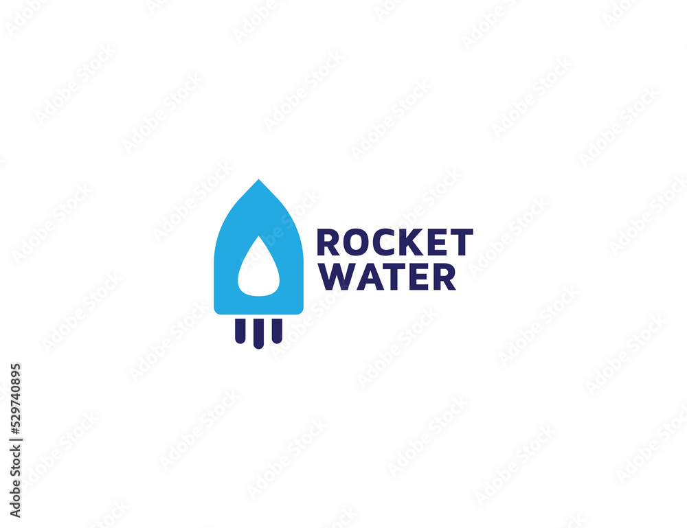 Rocket logo with water drop illustration Rocket logo with water drop illustration