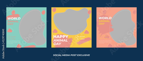World animal day social media post  template