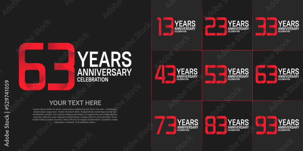 set of anniversary white and red color can be use for celebration event