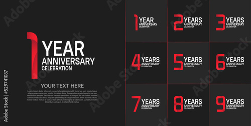 set of anniversary white and red color can be use for celebration event