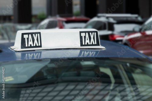 Closeup of a taxi sign 