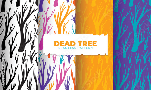 Colorful Dead Tree Seamless Pattern Set