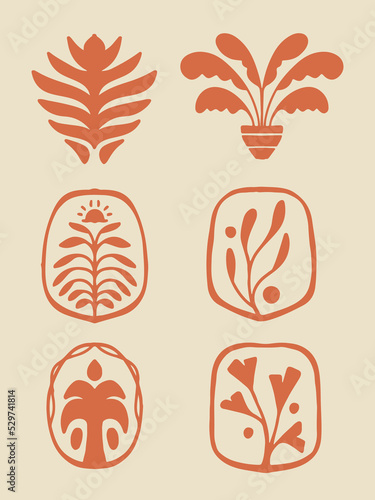 set of floral and leaf logo template