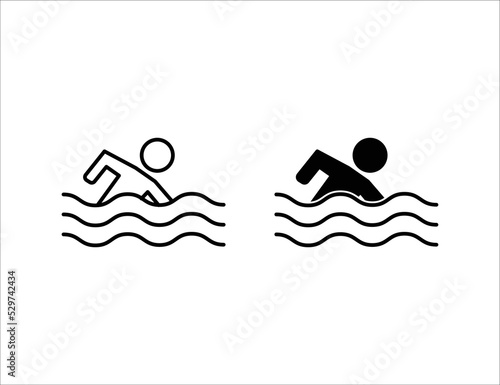 swimming icon. outline icon and solid icon