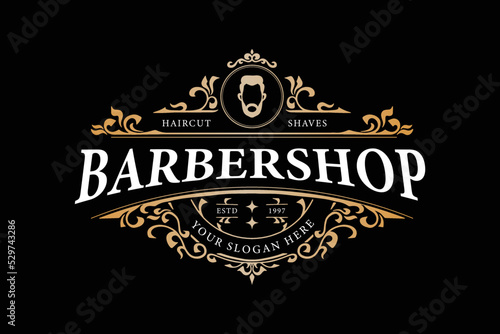 vintage barbershop logo template