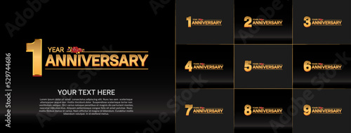 set of anniversary golden color can be use for celebration moment