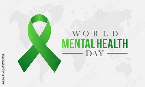 Vector Illustration on the theme World Mental Health.  World Mental Health Day is as celebrated  an international day for global mental health education.  