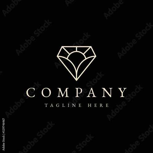luxury diamond line art geometry logo design