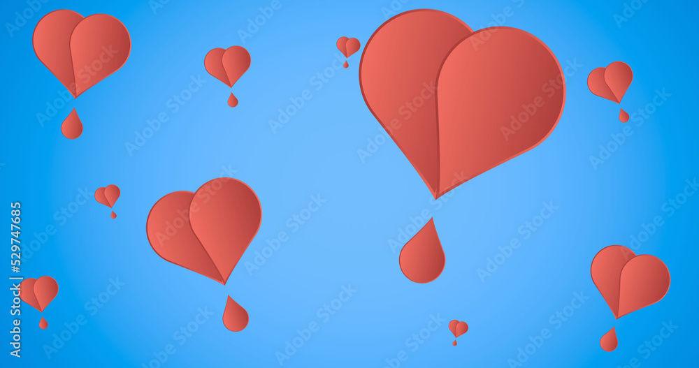 Image of heart icons on blue background