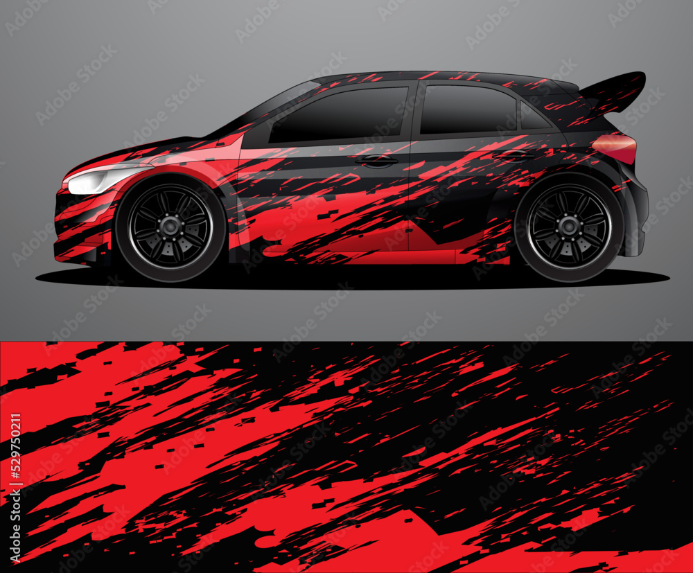 Naklejka premium Rally car decal graphic wrap vector, abstract background 