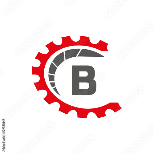 Automotive Logo On Letter B Concept. Car Repair Logotype and Mechanic Symbol Vector Template