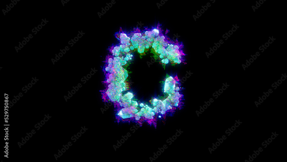 abstract distortion alphabet - blue letter C on black background, isolated - object 3D illustration abstract distortion alphabet - blue letter C on black background, isolated - object 3D illustration