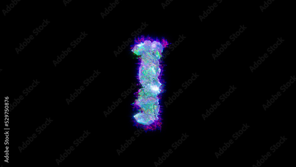 abstract dichroic font - blue letter I on black backdrop, isolated - object 3D rendering abstract dichroic font - blue letter I on black backdrop, isolated - object 3D rendering