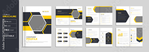 Corporate brochure and company profile annual report cover design template set 