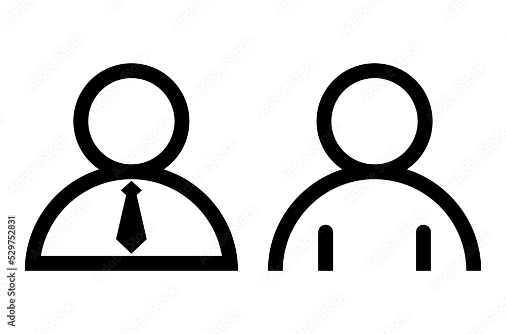Girl dan Male office Icon Black and White Vector Girl dan Male office Icon Black and White Vector