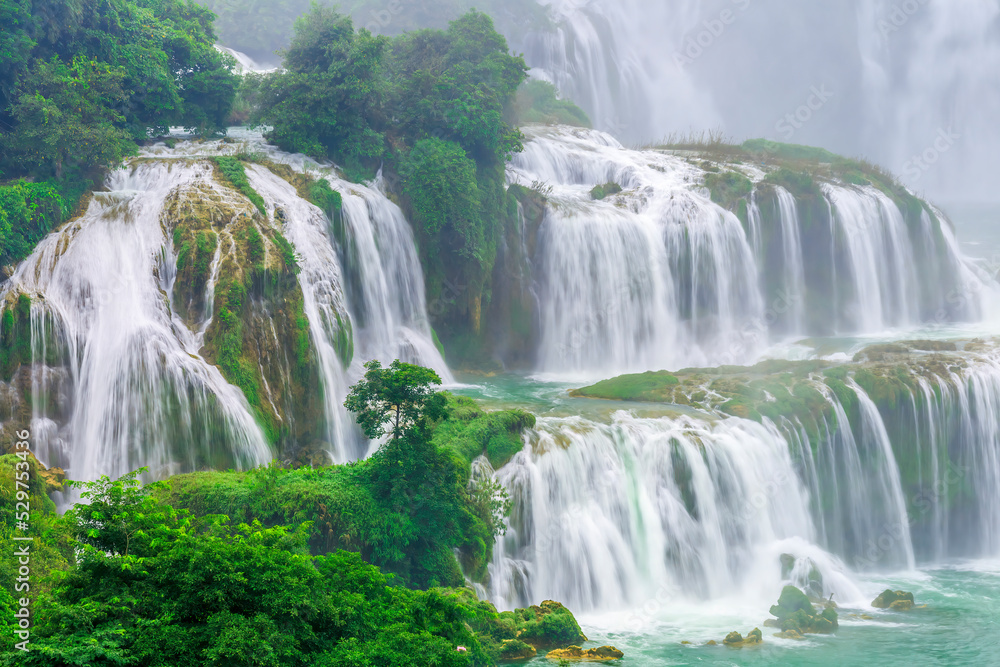 Stunning view at Detian waterfalls in Guangxi province China Stunning view at Detian waterfalls in Guangxi province China