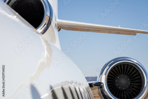 Looking down the side of a business jet aircraft