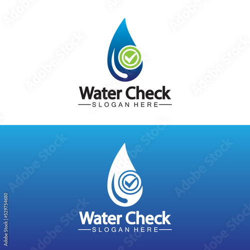 water drop check logo vector icon illustration