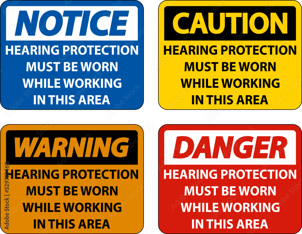 Hearing Protection Must Be Worn Sign On White Background Hearing Protection Must Be Worn Sign On White Background