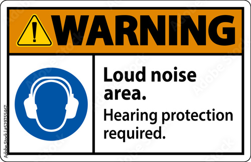 Warning Hearing Protection Required Sign On White Background