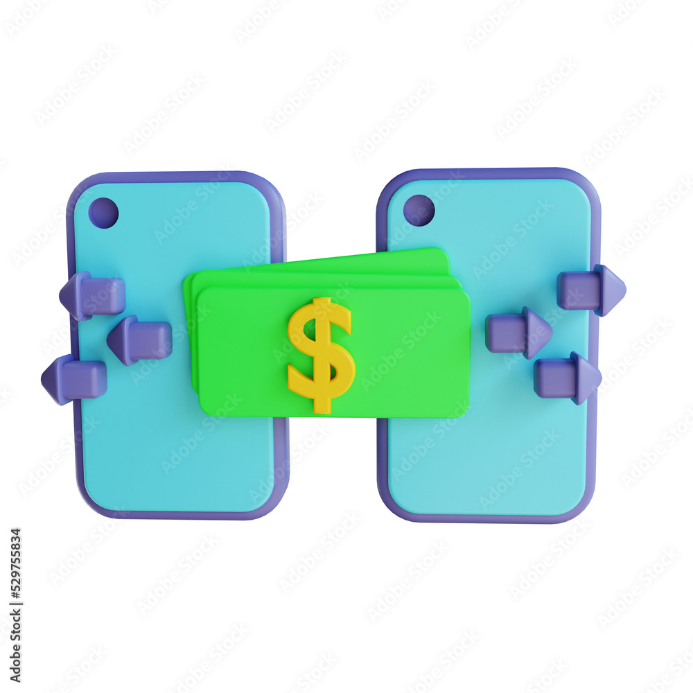 3D illustration transfer money 3D illustration transfer money