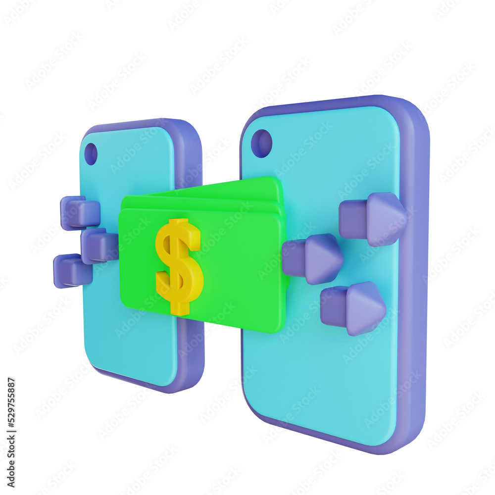 3D illustration transfer money 3D illustration transfer money