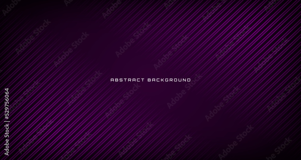 Purple lines abstract background on dark space with straight stripes effect decoration. Minimalist graphic design element future techno style for banner, flyer, brochure cover, card, or landing page