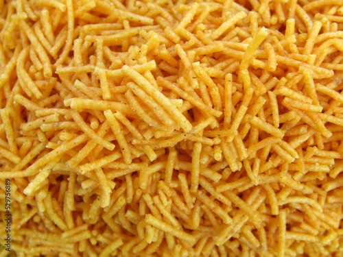 India snacks food Aloo bhujia close-up 