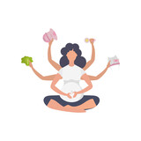 Yoga for pregnant women. Happy pregnancy.     in cartoon style.