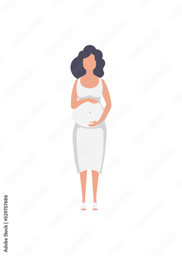 Full length pregnant woman. Well built pregnant female character. in cartoon style. Full length pregnant woman. Well built pregnant female character. in cartoon style.