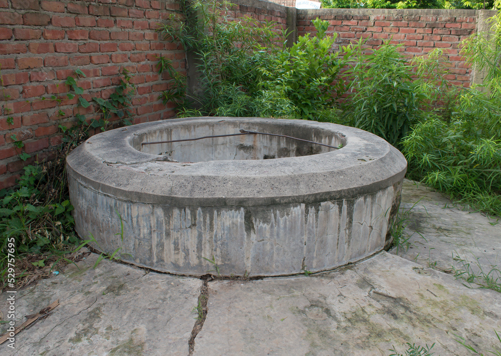 Village well of India. Storing rain water.