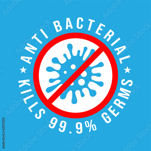 Germs and Viruses Kills 99.9%, bacteria, and microbe icon isolated. Antibacterial and antiviral defence, protection infection. Vector Illustration