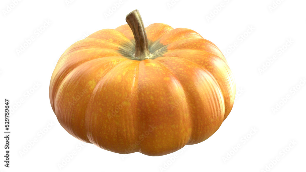 Obraz premium Big orange pumpkin isolated on transparent png background. 3D Rendered illustration render