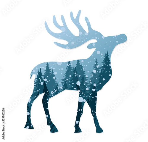 The coniferous forest symbol with moose.