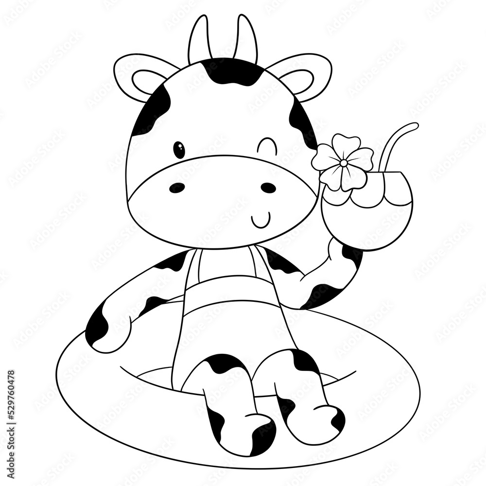 Cute cow outline Stock Illustration | Adobe Stock