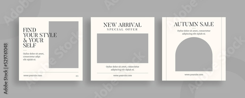 Set of editable templates for Instagram post, Facebook square frame, social media, fashion sale catalogue, brand, advertisement, and business promotion, fresh design with minimalist vector (1/3)