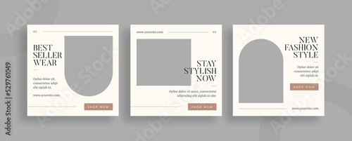 Set of editable templates for Instagram post, Facebook square frame, social media, fashion sale catalogue, brand, advertisement, and business promotion, fresh design with minimalist vector (2/3)