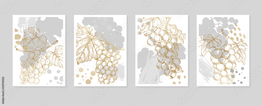 Set of Abstract grape Hand Painted Illustrations for Wall Decoration, minimalist shell in sketch style. Postcard, Social Media Banner, Brochure Cover Design Background. Modern Abstract Painting. Set of Abstract grape Hand Painted Illustrations for Wall Decoration, minimalist shell in sketch style. Postcard, Social Media Banner, Brochure Cover Design Background. Modern Abstract Painting.